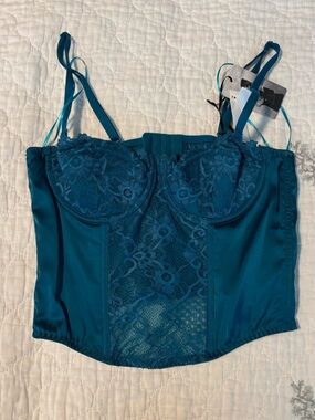 Teal Lace Bustier Corset Top - Women's Intimates